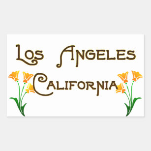 Adesivo Retangular Logotipo das papoilas do art deco de Los Angeles