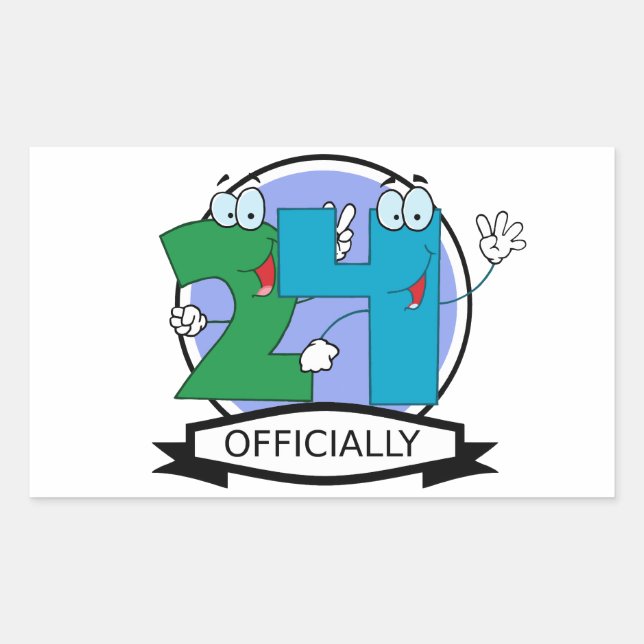 Adesivo Retangular Logotipo de Aniversário Oficialmente 24 (Frente)