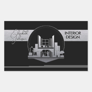 Adesivo Retangular Logotipo de Design de Interiores ou Arquiteto Pret