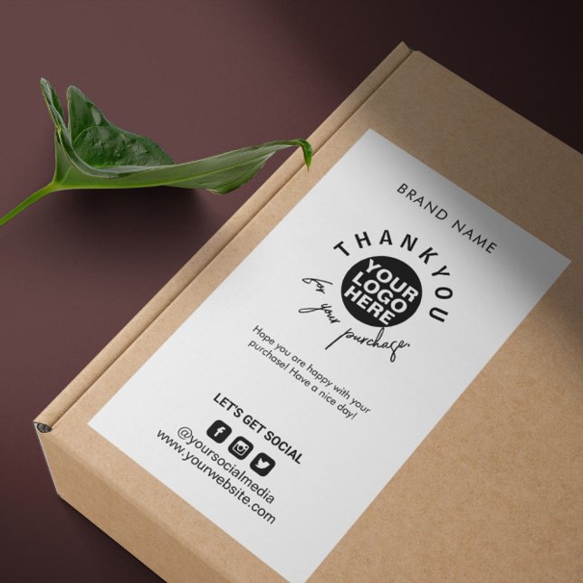 Adesivo Retangular Logotipo de empacotamento Obrigado Caixa de remess (Criador carregado)