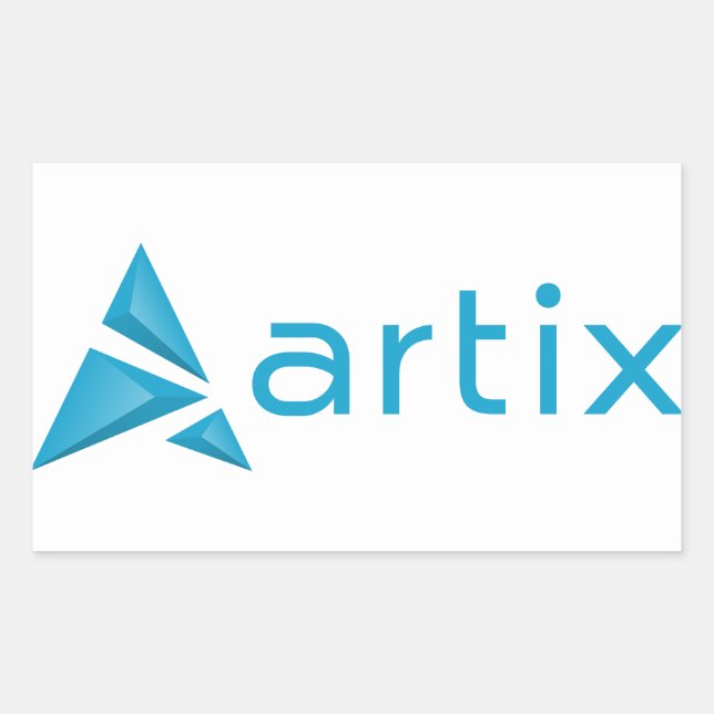 Adesivo Retangular Logotipo do Artix com nome da marca (horizontal) e (Frente)