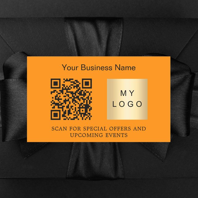 Adesivo Retangular Logotipo do nome comercial Qr - laranja (Criador carregado)