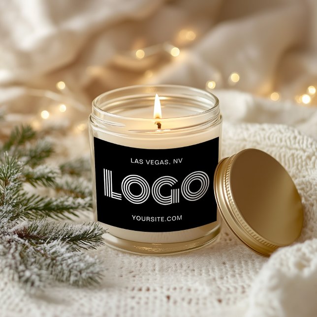 Adesivo Retangular Logotipo preto e branco moderno (Black and White Modern Logo Rectangular Sticker)