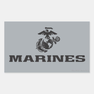 Adesivo Retangular Logotipo preto empilhado do USMC