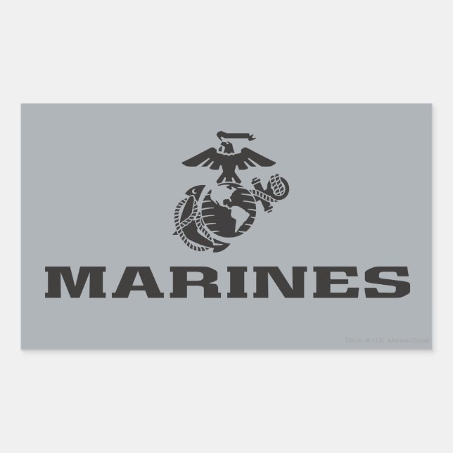 Adesivo Retangular Logotipo preto empilhado do USMC (Frente)