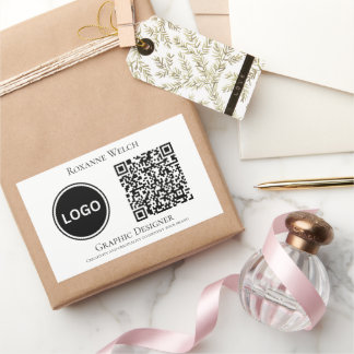Adesivo Retangular Logotipo redondo da empresa comercial Código QR gr