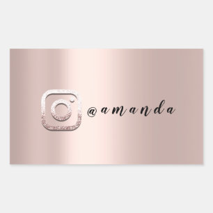 Adesivo Retangular Logotipo social Makeup Rosa Event Instagra