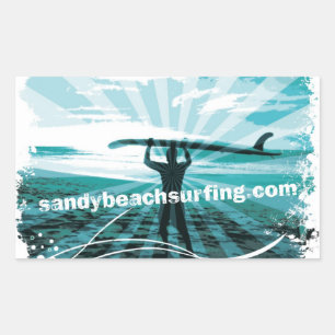 Adesivo Retangular Logotipo surfando do Sandy Beach