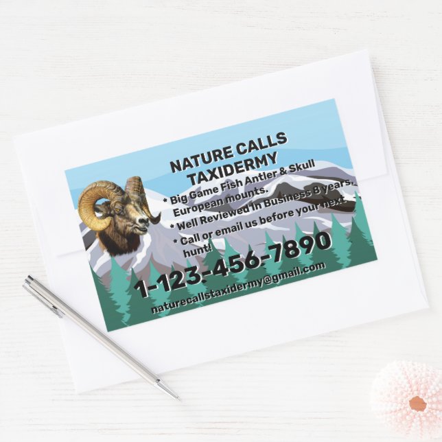 Adesivo Retangular Loja de Taxidermia Personalizada Promoção Empresar (Envelope)