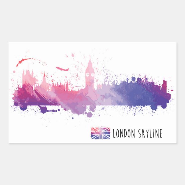 Adesivo Retangular London England Skyline Splash (Frente)