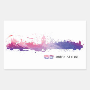 Adesivo Retangular London England Skyline Splash