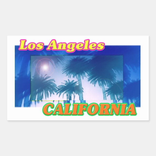Adesivo Retangular "Los Angeles CALIFÓRNIA" Palm Trees Sticker (Frente)