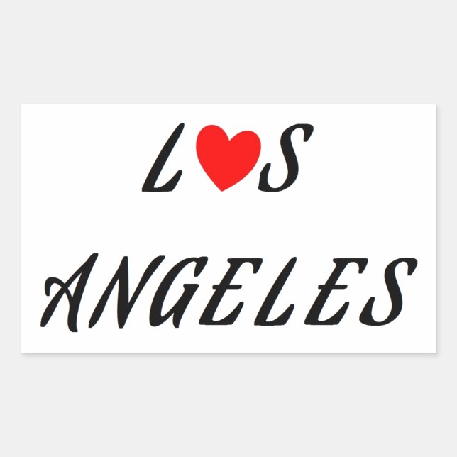 Adesivo Retangular Los Angeles coração vermelho (Frente)