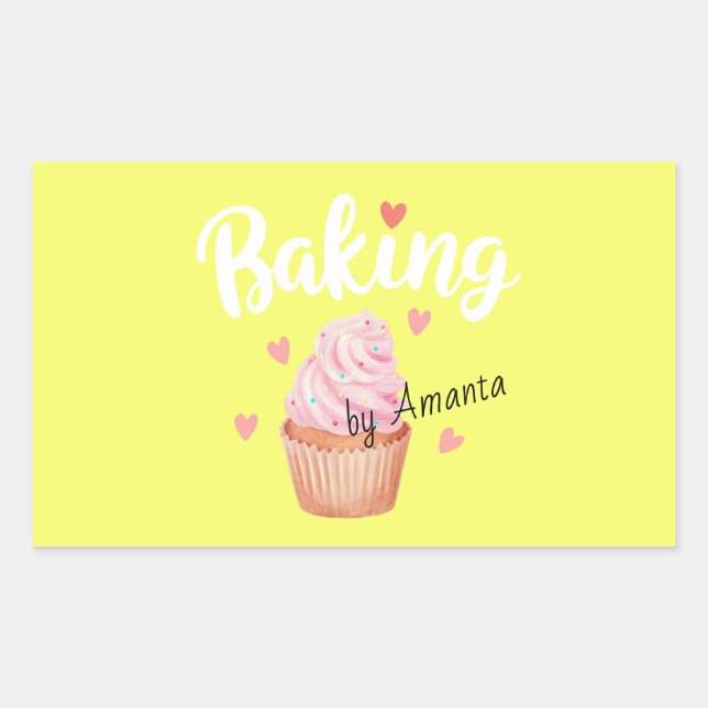 Adesivo Retangular Love Baking Sticker (Frente)