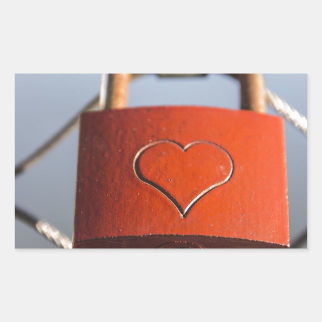 Adesivo Retangular Love Heart Padlock (Frente)