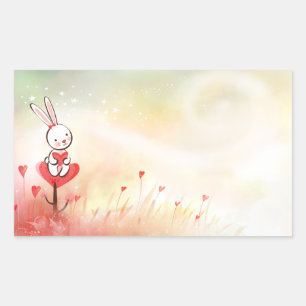 Adesivo Retangular Love Hearts Bunny