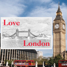 Love LONDON Tower Bridge, moderna, gravada em rele