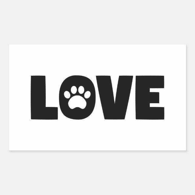 Adesivo Retangular Love Paw Print (Frente)