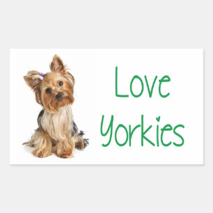 Adesivo Retangular Love Yorkshire Terrier Puppy Dog Sticker