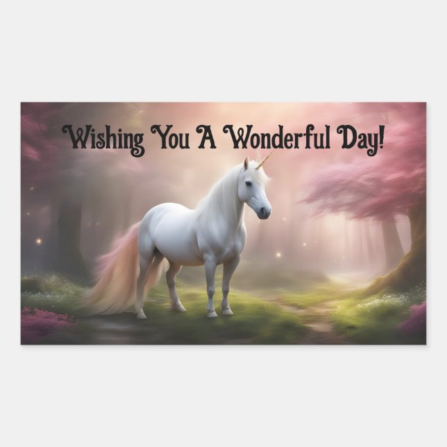 Adesivo Retangular Lovely Unicorn Rectangular Sticker (Frente)