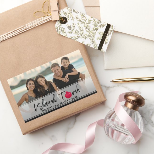 Adesivo Retangular L'Shanah Tovah Pomegranate - Foto do Script Elegan (Presentear)