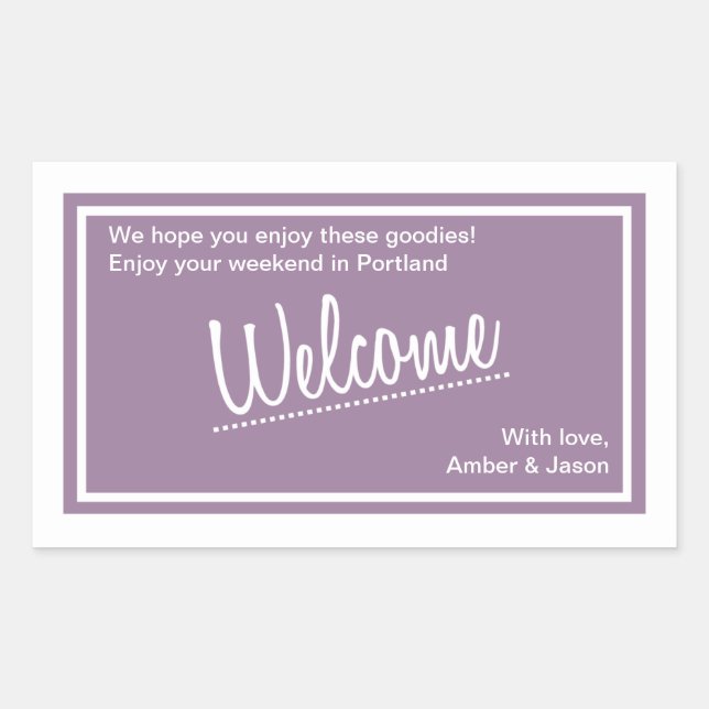 Adesivo Retangular Lucky In Love - Welcome Bag Sticker - Lilac (Frente)