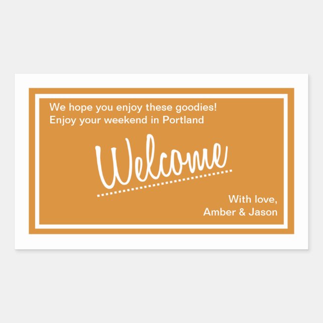 Adesivo Retangular Lucky In Love - Welcome Bag Sticker - Tangerine (Frente)