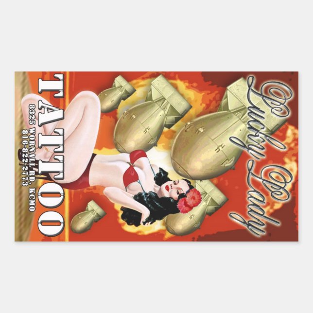 Adesivo Retangular Lucky Lady Tattoo (Frente)