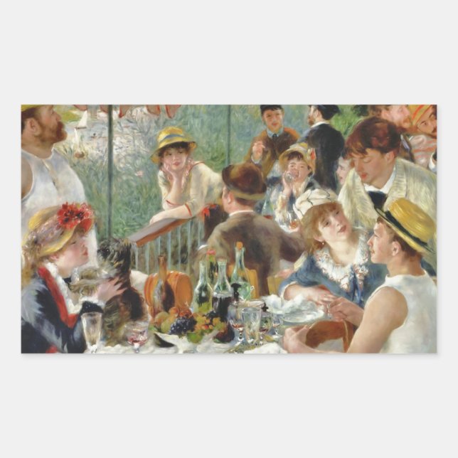Adesivo Retangular Luncheon do Partido Barco Vintage Renoir (Frente)