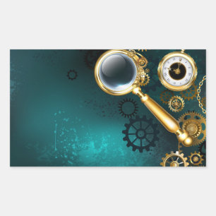 Adesivo Retangular Lupa no estilo Steampunk