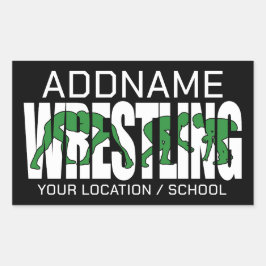 Adesivo Retangular Luta Equipe ADD TEXT School Varsity Wrestler