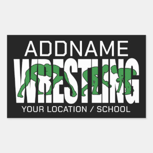 Adesivo Retangular Luta Equipe ADD TEXT School Varsity Wrestler