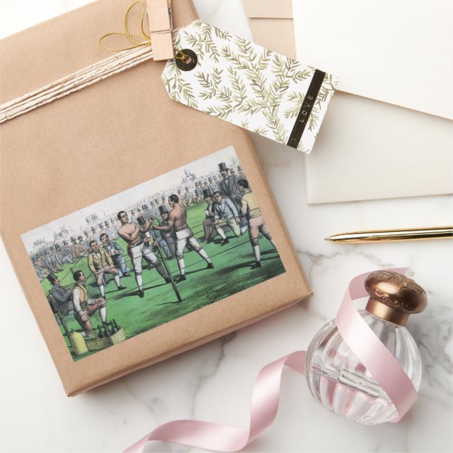 Adesivo Retangular Luta pelo excelente para o campeonato, Boxing Vint (Presentear)