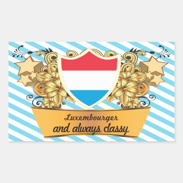 Adesivo Retangular Luxemburguês elegante (Frente)