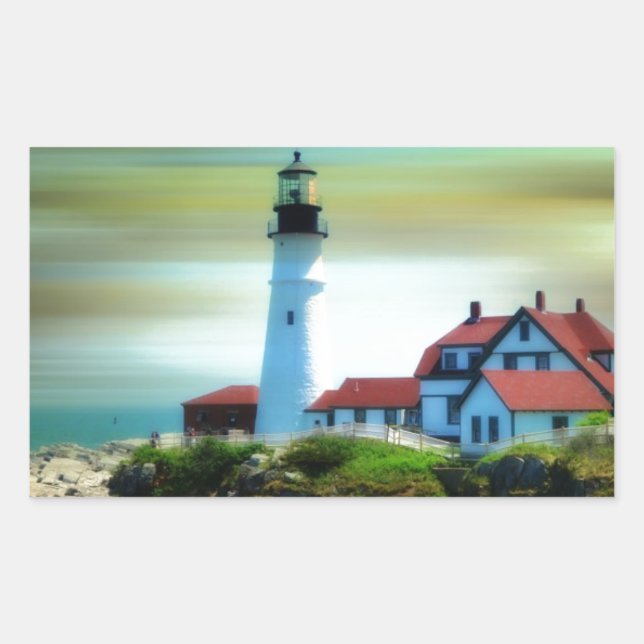 Adesivo Retangular Luz do farol de Portland Light House (Frente)