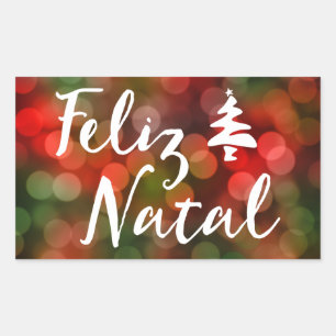 Adesivo Retangular Luzes de árvores de Feliz Natal