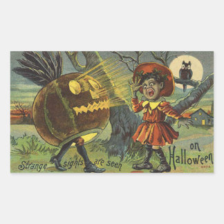 Adesivo Retangular Luzes estranhas são vistas na Vintage do Halloween