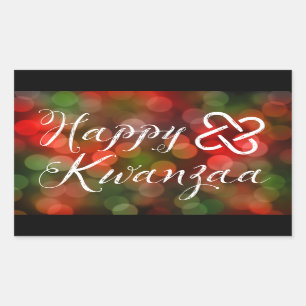 Adesivo Retangular Luzes felizes de Kwanzaa Bokeh Umoja
