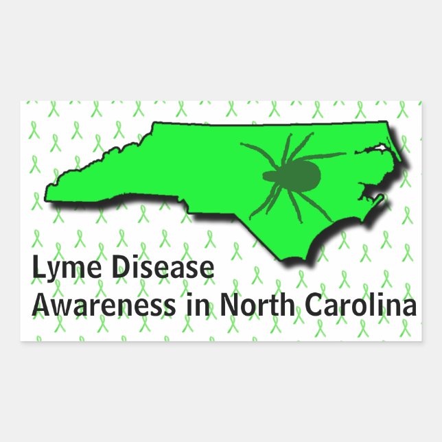 Adesivo Retangular Lyme Disease Awarness Sticker na Carolina do Norte (Frente)