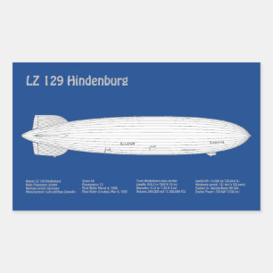 Adesivo Retangular LZ 129 Hindenburg - Planos de projeto de aeróstato