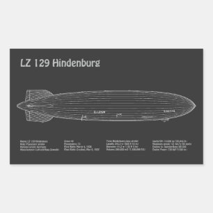Adesivo Retangular LZ 129 Hindenburg - Planos de projeto de navegação