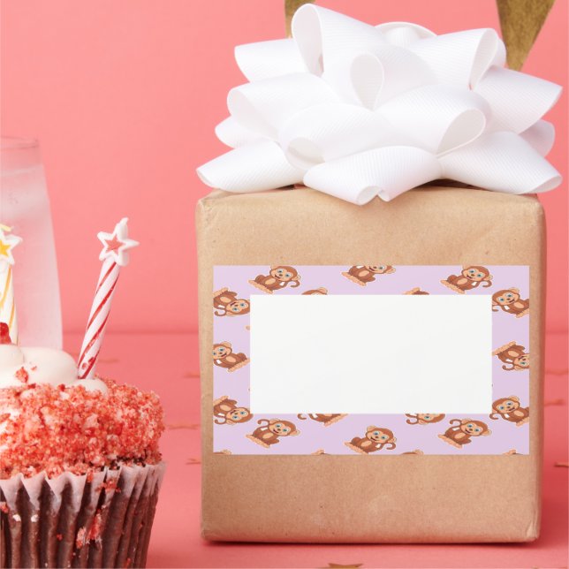 Adesivo Retangular Macacos castanhos e bonitos, roxos (Festa)