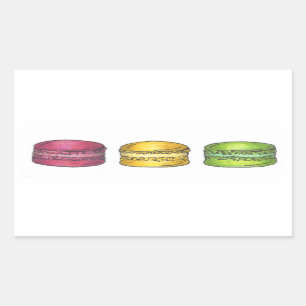 Adesivo Retangular Macarons coloridos macaron cookies franceses