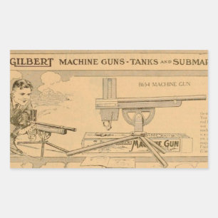 Adesivo Retangular Machine Gun de Gilbert Toy em 1919