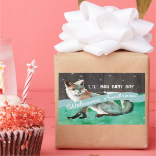 Adesivo Retangular Madeira de Fox Barn com Cor de Água Personalizada