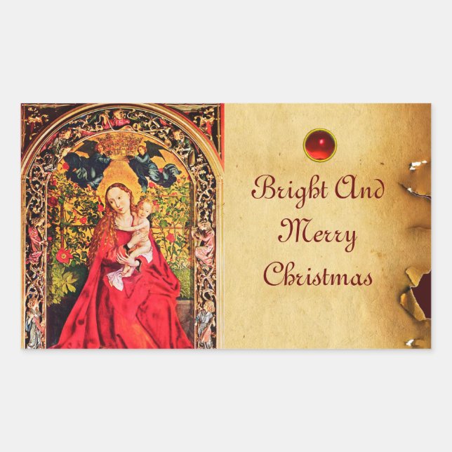 ADESIVO RETANGULAR MADONNA DO PARCHMENT ROSA BOWER (Frente)