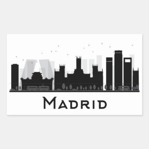 Adesivo Retangular Madrid, espanha skyline preta & branca de   da