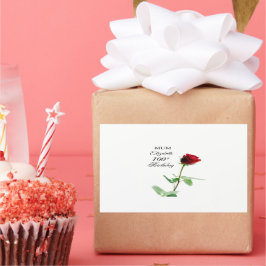 Adesivo Retangular Mãe 100ª Rosa vermelha de aniversário Personalizad