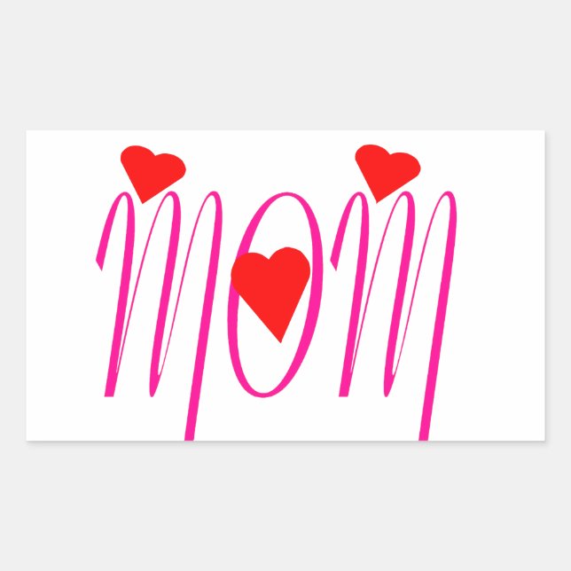 Adesivo Retangular Mãe com Corações Vermelhos (Frente)