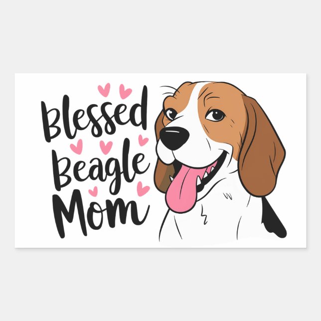 Adesivo Retangular Mãe de Beagle Fofa, Mãe Peluda, Desenho de Cachorr (Frente)